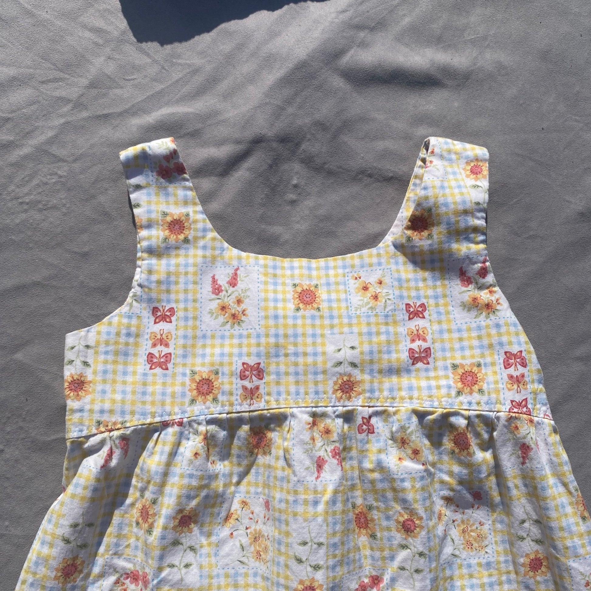 Handmade Floral Gingham Print Summer Dress 7 - 8 Years Handmade_Floral_Gingham_Print_Summer_Dress_156 - Secondly