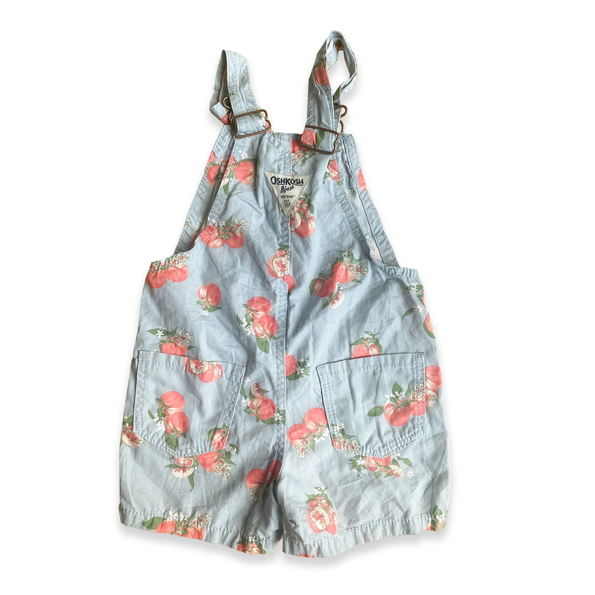 Oshkosh B'Gosh Peach Printed Romper Dungarees Cotton Dungarees Oshkosh_B'Gosh_Peach_Printed_Romper_Dungarees_112 - Secondly