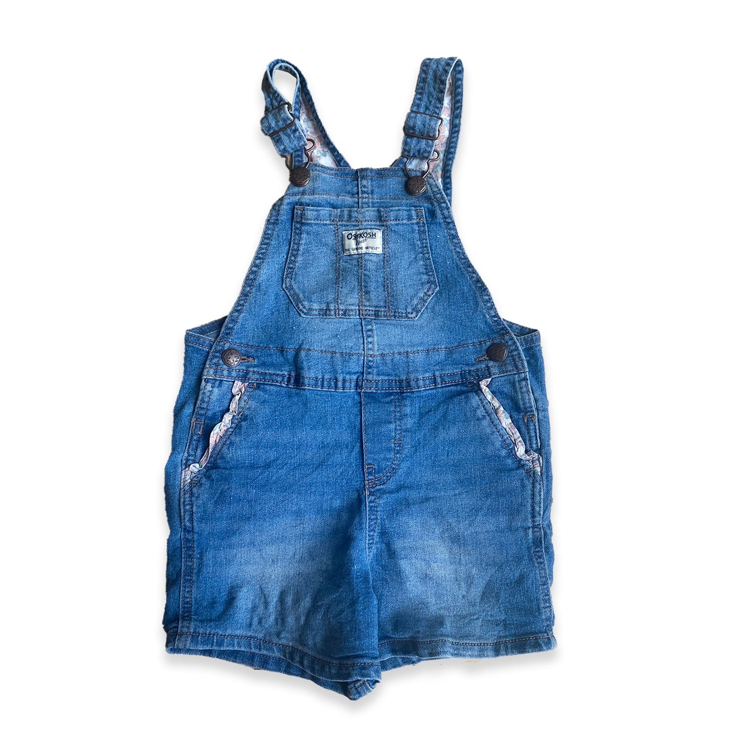 Oshkosh B'Gosh Ruffle Floral Pocket Denim Romper Dungarees - Secondly