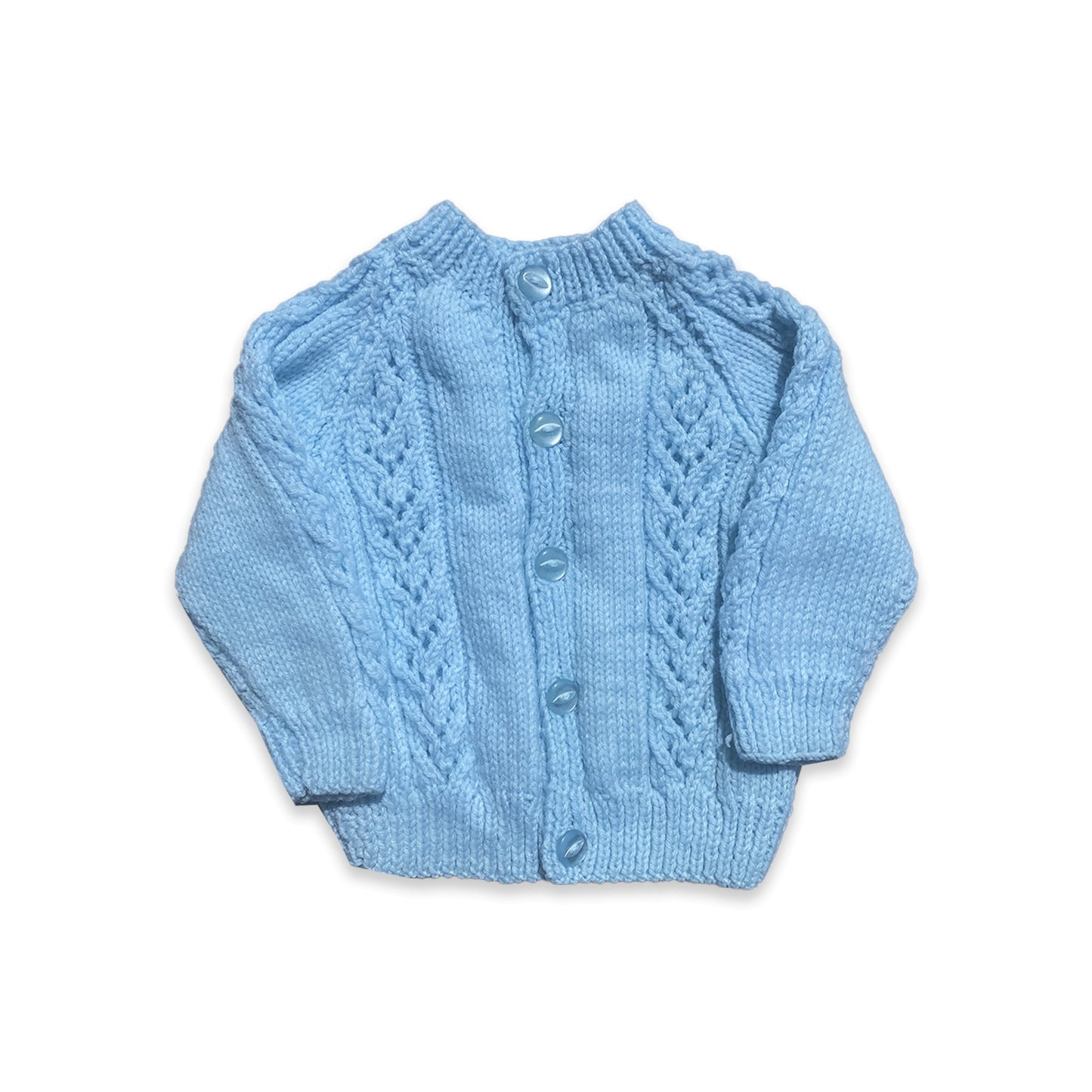 Pastel Blue Handmade Cable Knit Cardigan 3 - 6 Months Pastel_Blue_Handmade_Cable_Knit_Cardigan_186 - Secondly