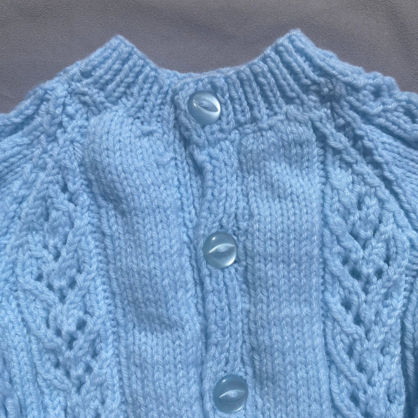 Pastel Blue Handmade Cable Knit Cardigan 3 - 6 Months Pastel_Blue_Handmade_Cable_Knit_Cardigan_186 - Secondly