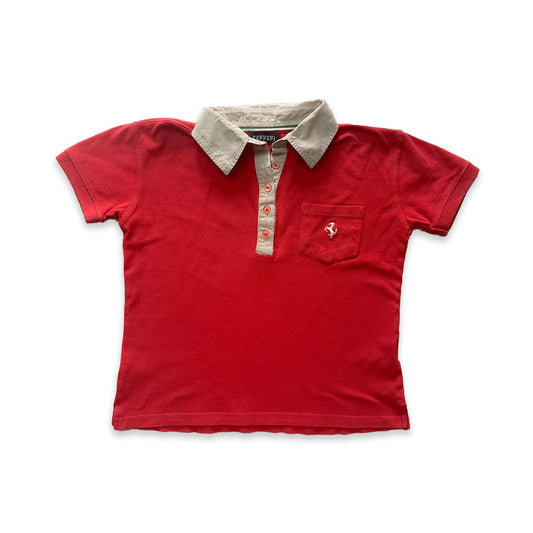 Red Ferrari Logo Polo Shirt Button Up Collared Ferarri - Secondly