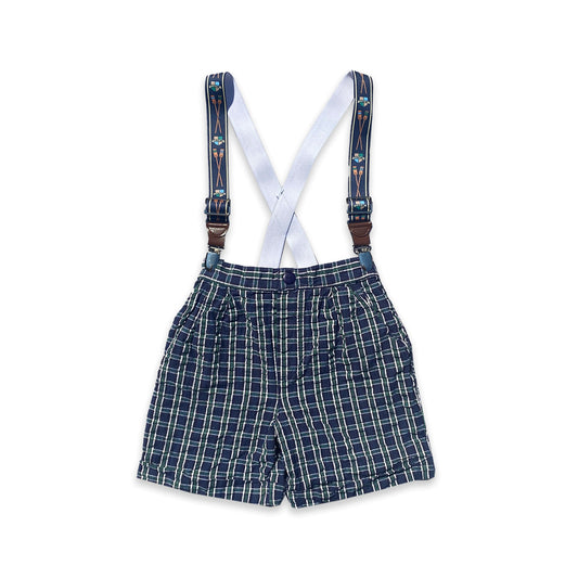 Vintage Checkered Shorts with Paddle Printed Braces 3-4 Years - Secondly