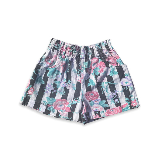 Vintage Floral Stripe Shorts 7 - 8 Years Vintage_Floral_Stripe_Shorts_193 - Secondly