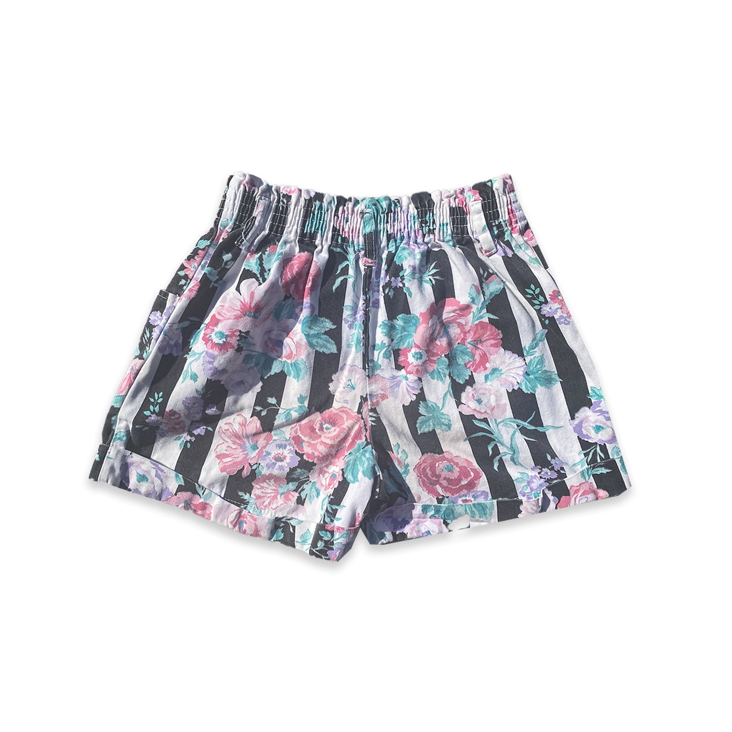 Vintage Floral Stripe Shorts 7 - 8 Years Vintage_Floral_Stripe_Shorts_193 - Secondly