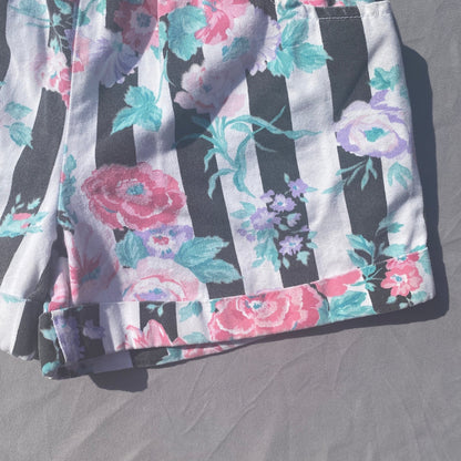 Vintage Floral Stripe Shorts 7 - 8 Years Vintage_Floral_Stripe_Shorts_193 - Secondly