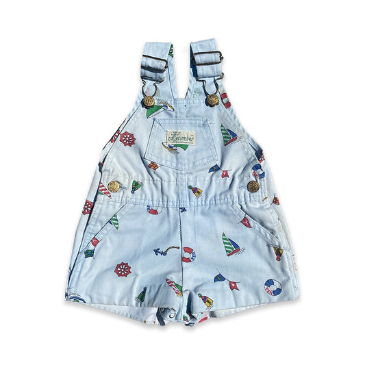 Vintage Sailing Printed Romper Dungarees 1 - 2 Years Vintage_Sailing_Printed_Romper_Dungarees_237 - Secondly